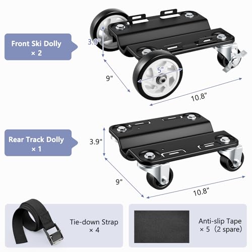 KEDSUM 1700LBS Heavy Duty Snowmobile Dolly with 5" Casters, Versatile Terrain Snowmobile Ski Dolly Set for Motorized Use, Speed Below 5MPH, Straps with Buckle Firmly Attaching on Skis - size: Large Wheels