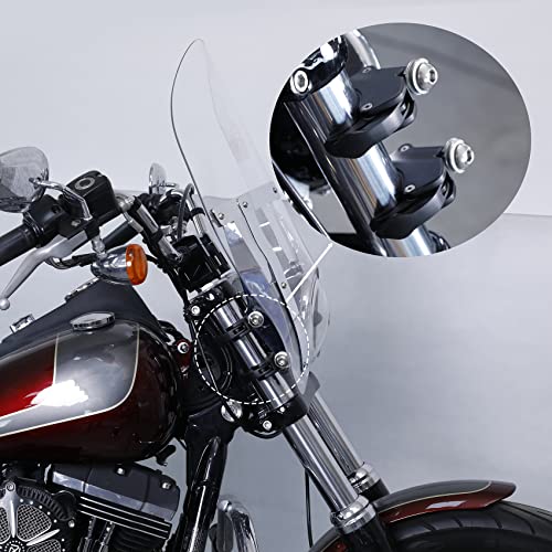 Windshield Fairings Quarter Fairings Smoke Windshield Windscreen 49mm Fork Clamp Fit for Harley Dyna FLST Sportster XL 883 1200 Black Chrome - color: Smoke Windshield + Chrome 49mm Clamps