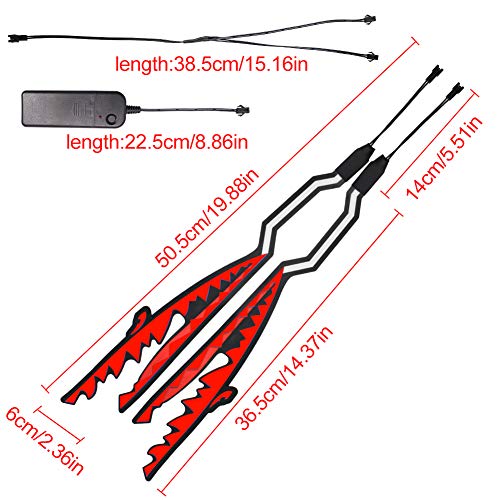Motorcycle Flash Light Strip for Night Riding, Shark Shape EL Signal Wire Light for Motorcycle Red