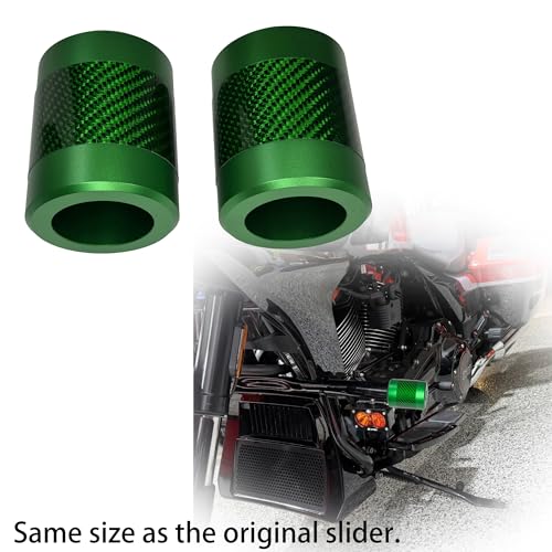 Motorcycle Crash Bar Guard CNC Slider Engine Guard Collision Protector with Green Carbon Fiber Fit for Harley 2024 CVO Road Glide ST,2PCS (Green) - color: Green