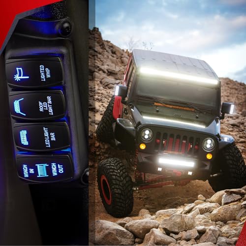 Nilight 16AWG LED Light Bar Wiring Harness Kit 12V On Off 5Pin Rocker Switch Laser Waterproof Toggle Power Relay Blade Fuse for Cars Boat ATV Trucks - 3 Leads Bule - color: 16AWG Wiring Harness-3 Leads