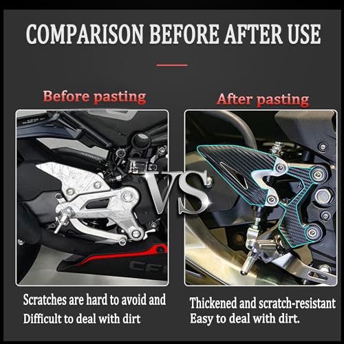 NIGHT CAT Carbon fiber stickers,Motorcycle footpeg protections,compatible with Ninja 400 Ninja 500(Pedal carbon fiber Stickers) - color: Pedal carbon fiber