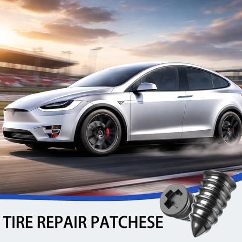 Tire Repair Rubber Nail Kit, 40 PCS Screw-In Tire Plugs with Installation Tool, 2 Sizes Rubber Tire Repair Screws for Tubeless Tires, Fast Emergency Flat Tire Repair for Car, Motorcycle, Bike & Truck