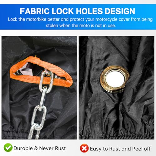Motorcycle Cover Waterproof Outdoor Storage with Lock-Holes, Zipper Storage Bag & Night Reflective Design, All Season Protection Powersports Vehicle Covers Fits up to 96.5" Motorcycles - size: 96.5"