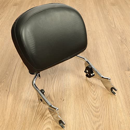 ECOTRIC Detachable Passenger Backrest Sissy Bar Compatible with 2009-2024 Harley Touring Road King Street Glide Road Glide Electra Glide Rear Pad Chrome
