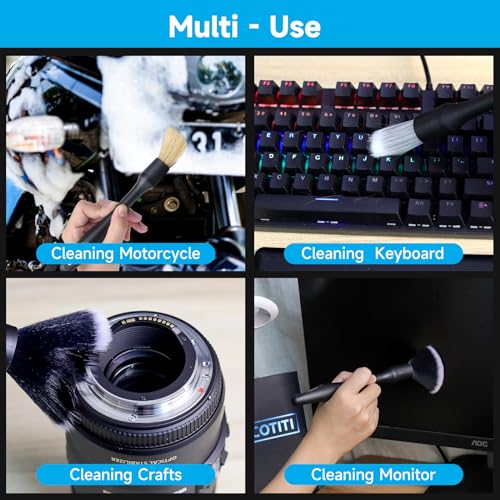 9 Pcs Car Detailing Brush Set No Scratch for Clean Interior or Exterior, Dashboard, Air Vent, Leather Seats, Emblems, Tires, Engine Bay (6 PCS Replacement Brush Head)