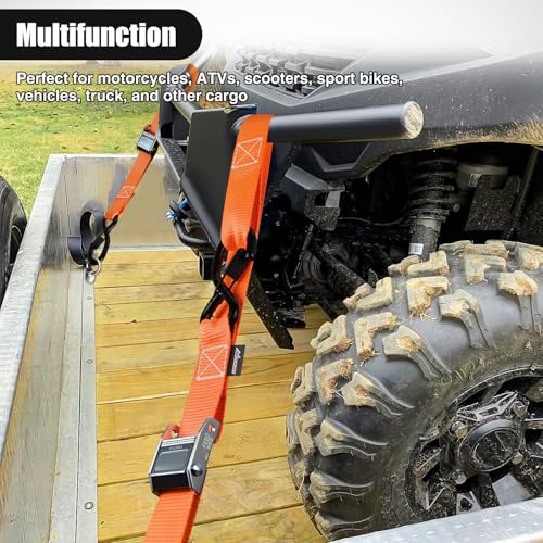 Nilight Motorcycle Tie Down Straps 1.5”×8’ Heavy Duty Cambuckle with Soft Loops Safety S-Hooks 3084Lbs Break Strength for Securing Dirtbikes ATV UTV - color: 1.5in x 8ft Motorcycle Tie Down Straps