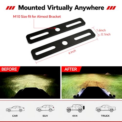 2PCS Ditch Light Bracket Extensions Heavy Duty A-Pillar LED Pod Mounts | Universal Light Mount Extension for Most Ditch Light Brackets, Steel Cowl Pod Light Mounting Brackets for SUV Trucks Vehicles - color: Ditch Light Bracket Extensions