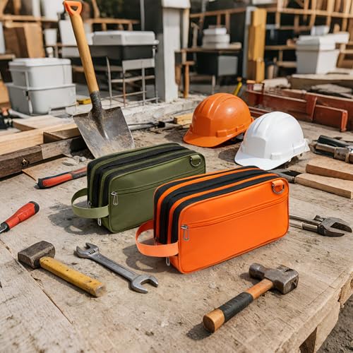 Organizer Tool Pouch - 2 Pack with Zipper Waterproof Utility Multi Compartments Small Tool Bag - color: Orange Green