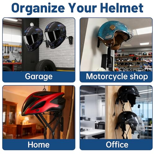 4 Pcs Helmet Holder Wall Mount, Wall Mounted Motorcycle Helmet Hook Rack with Screws for Equestrian Motorcycle Hat Rack (Black) - color: Black