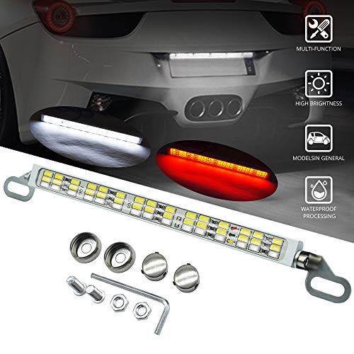 Rear License Plate Frame LED Light Bar - 7.41 Inch 45x5630SMD Chips White & Red for Cars SUVs Trucks RVs - All-in-One With Brake Lights - 1-Pack