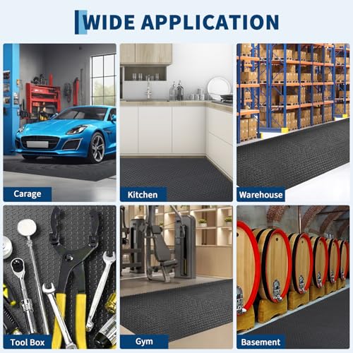 7.8 x 18 FT Garage Floor Mat, 2.8mm Thickened Flooring Roll Diamond Plate PVC Rubber Trailer Mat, Non-Slip Floor Protector Mat for Garage, Warehouse, Gyms, Trailer, SUV