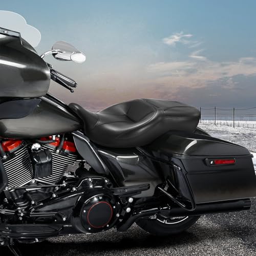 XFMT Motorcycle Hammock Seats Rider & Passenger Two-Up Seat Fit For Harley Touring Road King Street Glide Road Glide Electra Glide 2009-2023 - color: Black Seat For Harley Touring '09-'23