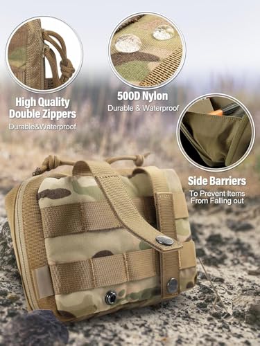 OneTigris MOLLE Pouch, Tactical Admin Pouch Belt EDC Tool Organizer Zippered Utility Waist Pack 7.5"x5"x2" - color: Camocolor