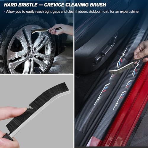 Car Detailing Brushes Set, 8-Piece Auto Detail Cleaning Brush Tool Kit in Ultra-Soft/Middle/Hard, Crevice Brush for Car Interior & Exterior, Leather, Air Vents, Emblems, Wheels Wash & Care - style: STYLE-A