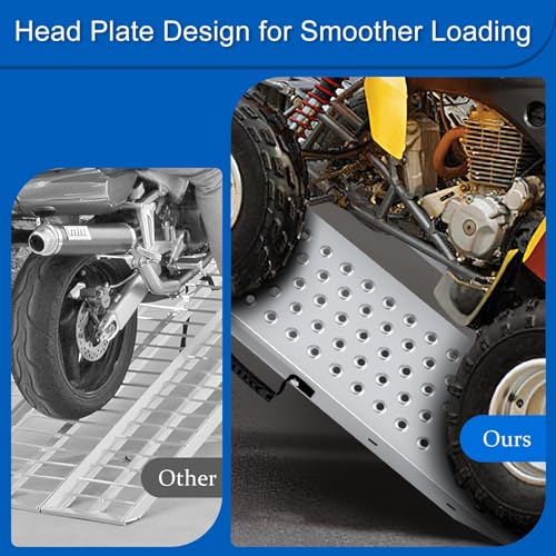 77.7 inches Long and 8.6 inches Wide Heavy Duty Folding Loading Ramp, 1500lb Capacity, Motorcycle; Lawn Mower; Snow Plough; Bikes; ATV; UTV; Golf Carts,Circular Hole, Pack of 2