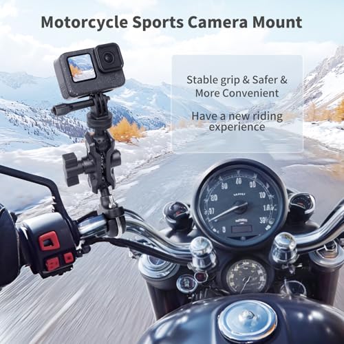 Bike Motorcycle Camera Mount Bundle Kit, 1/4 Screw & Tripod Mount Adapter, 360°Rotating Ball Head Base -Ballhead Arm Bracket Clamp for lnsta360/G0pro, Handlebar Stype(0.59"-1.38") 75013 - style: 35MM handlebar
