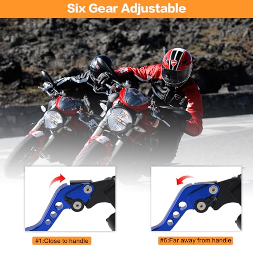 Motorcycle Brake Pump Lever 7/8" 22mm Hydraulic Master Cylinder Reservoir Clutch CNC Left & Right Set Universal Replacement for Harley Honda Kawasaki Suzuki Yamaha (Blue) - color: Blue