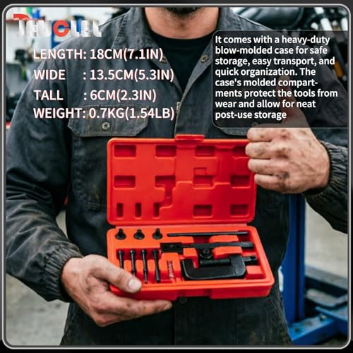 13PCS Chain Breaker Tool Kit with Rivet and Roller Chain Link Removal Tool, Chain Breaker Rivet Cutter Heavy Duty Chain Splitter for Motorcycle, Bike, ATV Chain Maintenance Set