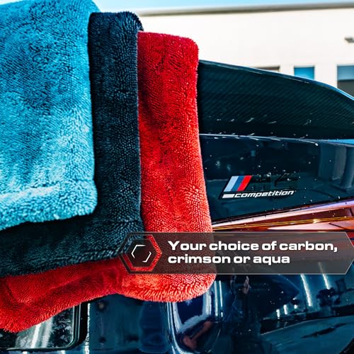 Blackline Car Drying Towel - 2ftx3ft XL-Popular Pick Among Detailing Pros -Aqua 1300 GSM Microfiber Accessory - Absorbs Over 8lbs of Water - Leaves No Streaks, Spots or Scratches - Dries an Entire Car - color: Aqua