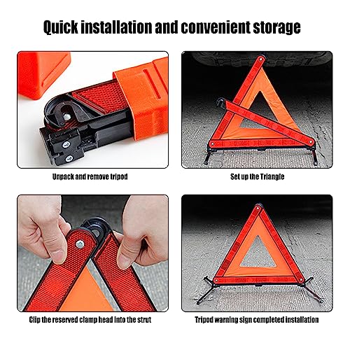 gunhunt Pack-1 Standard Warning Triangles, Reflective Triangle Emergency Warning, Foldable Safety Triangle, Roadside Hazard Sign, Universal Triangular Warning Signs for Cars (Red)