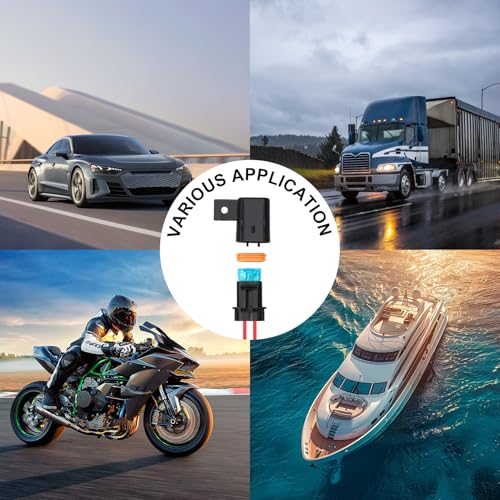 3 Pack Inline Waterproof Fuse Holder, with 10 Amp 15 Amp ATC/ATO Blade Fuses, 16 AWG Pre-Wired Kit Heavy Duty Inline Fuse Holder for Marine Automotive Vehicle (3)