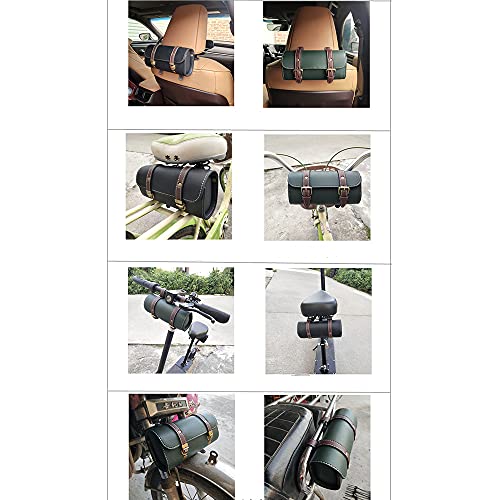 YIBO Motorcycle Fork Bag Quick Release Bag Side Bag Waterproof Universal Tool Bag American Bicycle Side Bag Leather Small Tool Bag (Green 1) - color: Green 1
