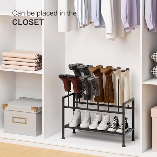 DIMJ Free Standing Shoe Racks - 3-Tier Boot Rack, Black Metal Storage Organizer for Tall Boots, Sneakers, Closet Organizer, Multiuse Shoe Rack, Fits 6 Pairs - size: 1 Pack - 3-Tier