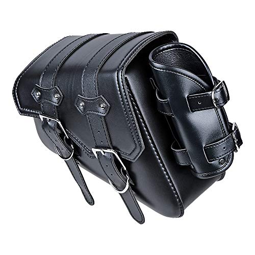 Motorcycle Black Left Side Solo Swing Arm Bag Saddlebag Compatible with Harley Sportster XL 883 1200 48 72 - size: Left Side with Side Storage
