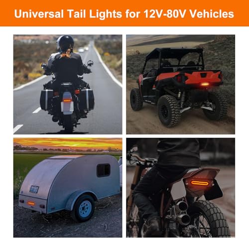 Linkstyle 5" Motorcycle Tail Light: 12V LED Super Bright Brake Lights, Stop Turn Signal Light, Dual Color Red/Amber, Waterproof Taillight Rear Lamp for Scooter Bike Truck Trailer