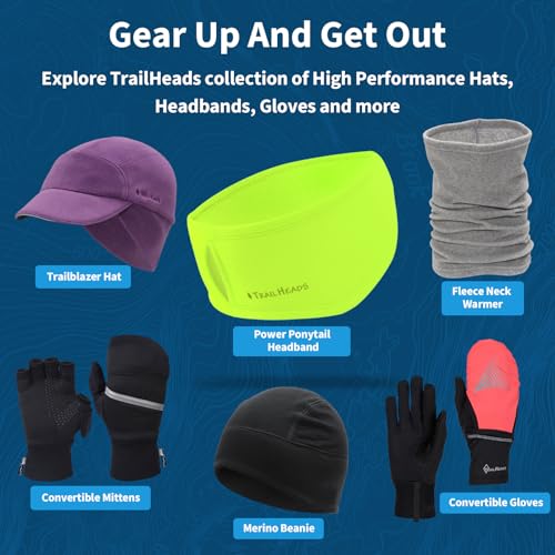 TrailHeads Womens Ponytail Headband - Moisture Wicking Hair Headband for Running, Winter, Workout - Athletic Headband Women - color: hi-vis