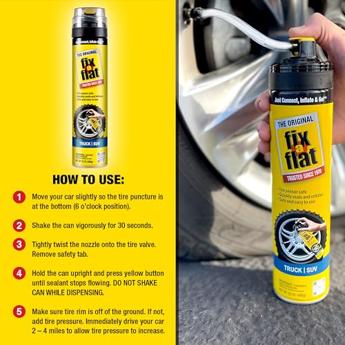 Fix-A-Flat S60369 Aerosol Emergency Flat Tire Repair and Inflator, for X-Large Tires, Eco-Friendly Formula, Universal Fit for All Cars, Trucks and SUVs, 24 oz. (Pack of 1) - size: 24oz