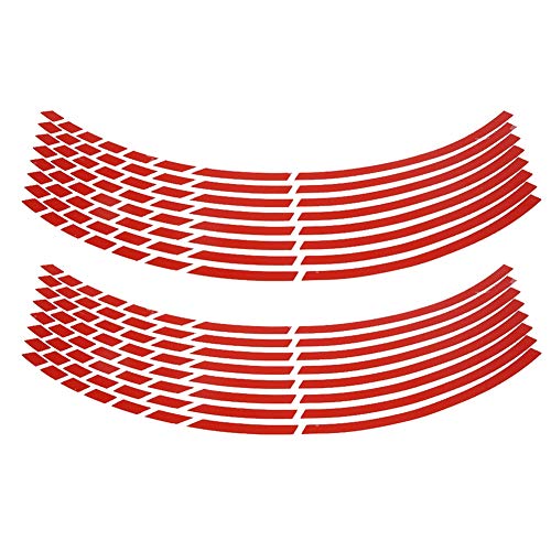 aqxreight Reflective Wheel Rim Stripe Decal, 16pcs Bike Motorcycle 16 18inch Reflective Wheel Strip Stickers Decoration Accessory(Red)