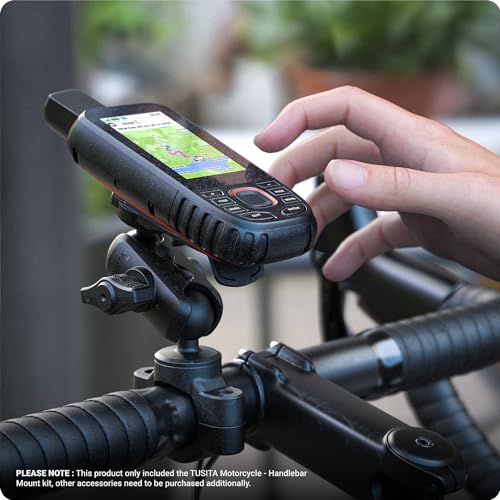 TUSITA Motorcycle GPS Mount - Holder Compatible with Garmin Handheld GPS - Double Socket Arm Handlebar Base - size: Short Arm