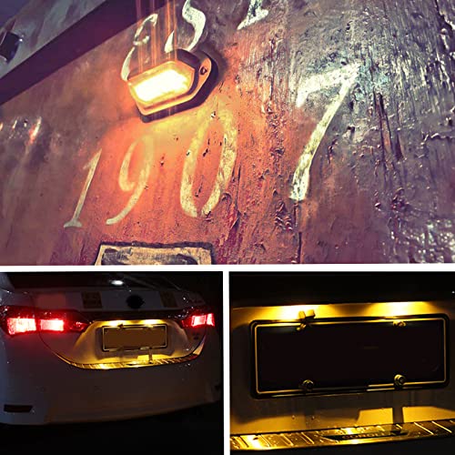 4PCs Amber Yellow LED License Plate Light, 12V-24V DC Waterproof 6-SMD Taillight, For Truck SUV Trailer Van RV Boats Step/Marking/Cargo/Underhood Use - color: Amber yellow, size: 4pcs LED license plate light