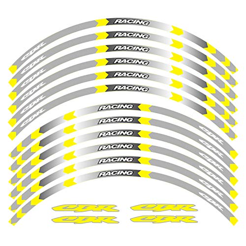 Motorcycle Rim Stripes Decals Wheel Sticker Reflective Tape for Honda CBR RR (CBR RR B Yellow 12pcs) - size: CBR RR B Yellow 12pcs