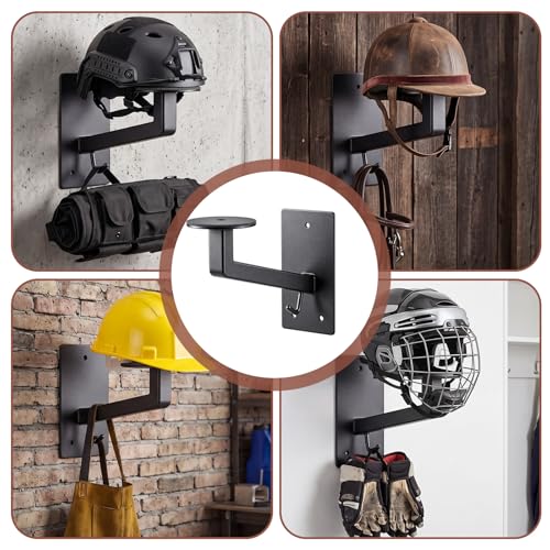 Novabright 1 Pack Firefighter Helmet Rack Wall Mount, Iron Motorcycle Helmet Display Holder Wall Mount for Fire Station Gear Organization Bike Tactical Baseball Skiing Helmets, Black