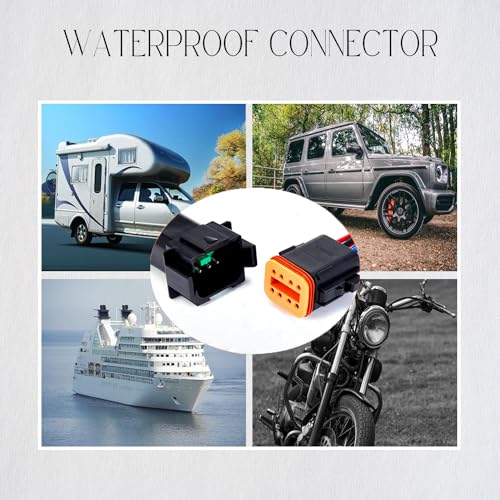 8 Pin Waterproof Connector,8 Wire Electrical Car Auto Connector,With 20CM 16AWG Long Male Female Plug Quick Disconnect Wire Connectors for Car Truck Motorcycle Marine Boat(1 Pairs Black) - size: DT 8P