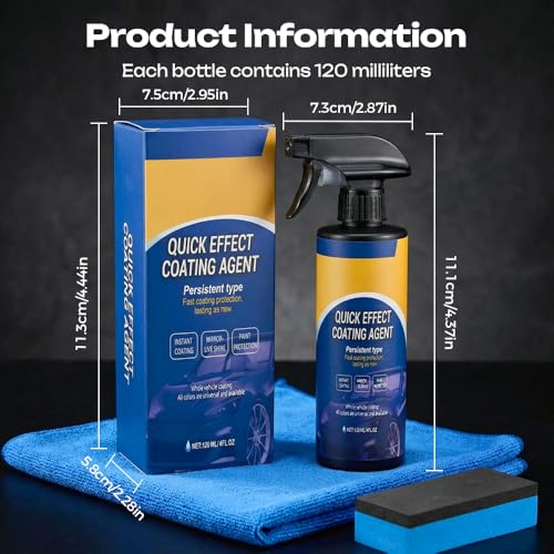 Quick Car Surface Spray, Waterless Cleaner & Polish for Cars, Motorcycles and Trucks, Easy Spray-and-Wipe Car Care (3pcs)