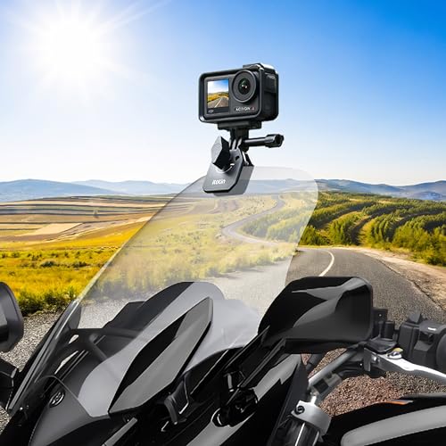 Motorcycle Windshield Clip Mount for Action Camera, Aluminum Motorbike Windshield Clamp for Insta360 X3/X4/X5, GoPro 9/10/11/12/13, DJI Osmo Action 3/4/5/6, Osmo Pocket 3/360/ Nano Accessories
