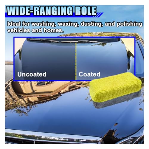 12PCS Ceramic Coating Applicator Sponge, 4.13'' x 1.84'' Microfiber Car Detailing Applicator Pads, Rectangular Car Foam Cleaning Pad, Auto Polishing Pad for Wax, Paint, Sealant (Yellow) - color: Yellow