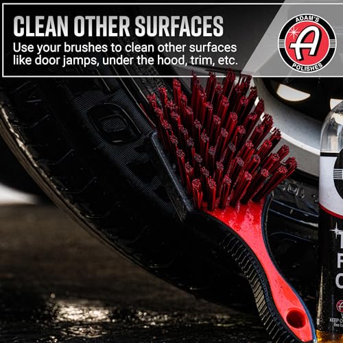 Adam's Complete Wheel & Tire Brush Kit (5-Item) - Includes Wheel Brush, Tire Brush, Barrel Brush, Lug Nut Brush & Fender Brush for Complete Wheel & Tire Auto Detailing - size: 5-Item