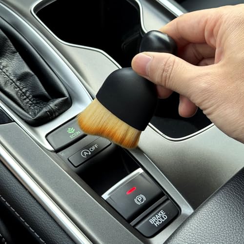 Car Detailing Brush, Soft Bristle Cleaning Brush, Scratch-Free Auto Duster Tool for Dashboard, Air Vents, Leather & Interior Cleaning (Black&Brown) - color: Black&Brown