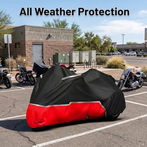 Trike Cover for Motorcycle, Heavy Duty 420D Oxford Waterproof Outdoor Storage with Antenna Opening, Compatible with Harley Davidson Freewheeler Tri Glide, Honda Gold Wing, etc.
