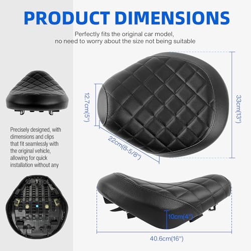 DREAMIZER Cool Gel Motorcycle Solo Seat Compatible with Honda Rebel 1100 CMX1100 CM1100 2021 2022 2023 2024 2025, Motorcycle Front Driver Seat Rider Saddle Cushion, Rhombic - style: Front-Black-Rhombic