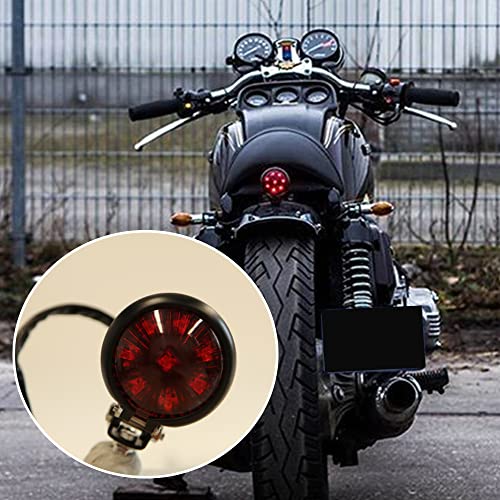 Motorcycle Tail Light LED Bates Style Bullet Brake Stop Rear Lamp Compatible with Cafe Racer Bobber Chopper Bonneville - Red - color: Red