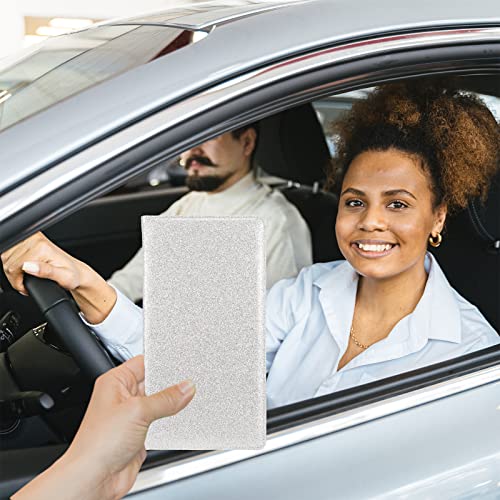 Car Registration and Insurance Holder, 2 Pack Glitter Leather Vehicle Glove Box Organizer with Magnetic Shut for Document, Cards, Driver License, Black and Silver Bundle