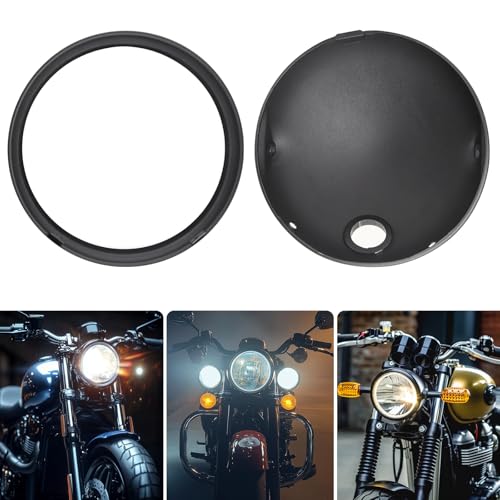jose2015 universal motorcycle lights bucket with frosted design - 7 inch motorcycle lamp housing featuring 3-minute quick installation 1pcs (black