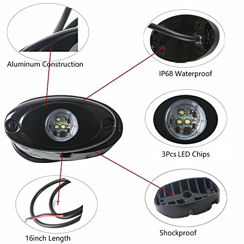 6 Pods LED Rock Lights for Jeep ATV UTV SUV RZR Off Road Ranger Pioneer Wheeler Truck Boat Underbody Glow Trail Rig Lighting Lamp Underglow LED Neon Lights Waterproof 12V-24V - Red - color: Red, size: 6Pack LED Rock Light