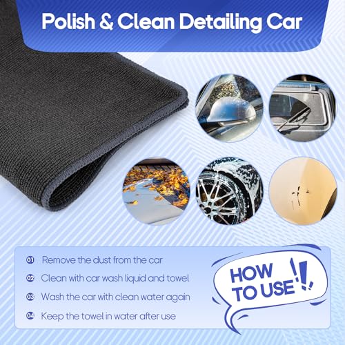 2PCS Clay Towel Auto Detailing, Clay Bar Towel Cloth Auto Detailing for Car (12 x 12 in) (Grey) - color: Grey